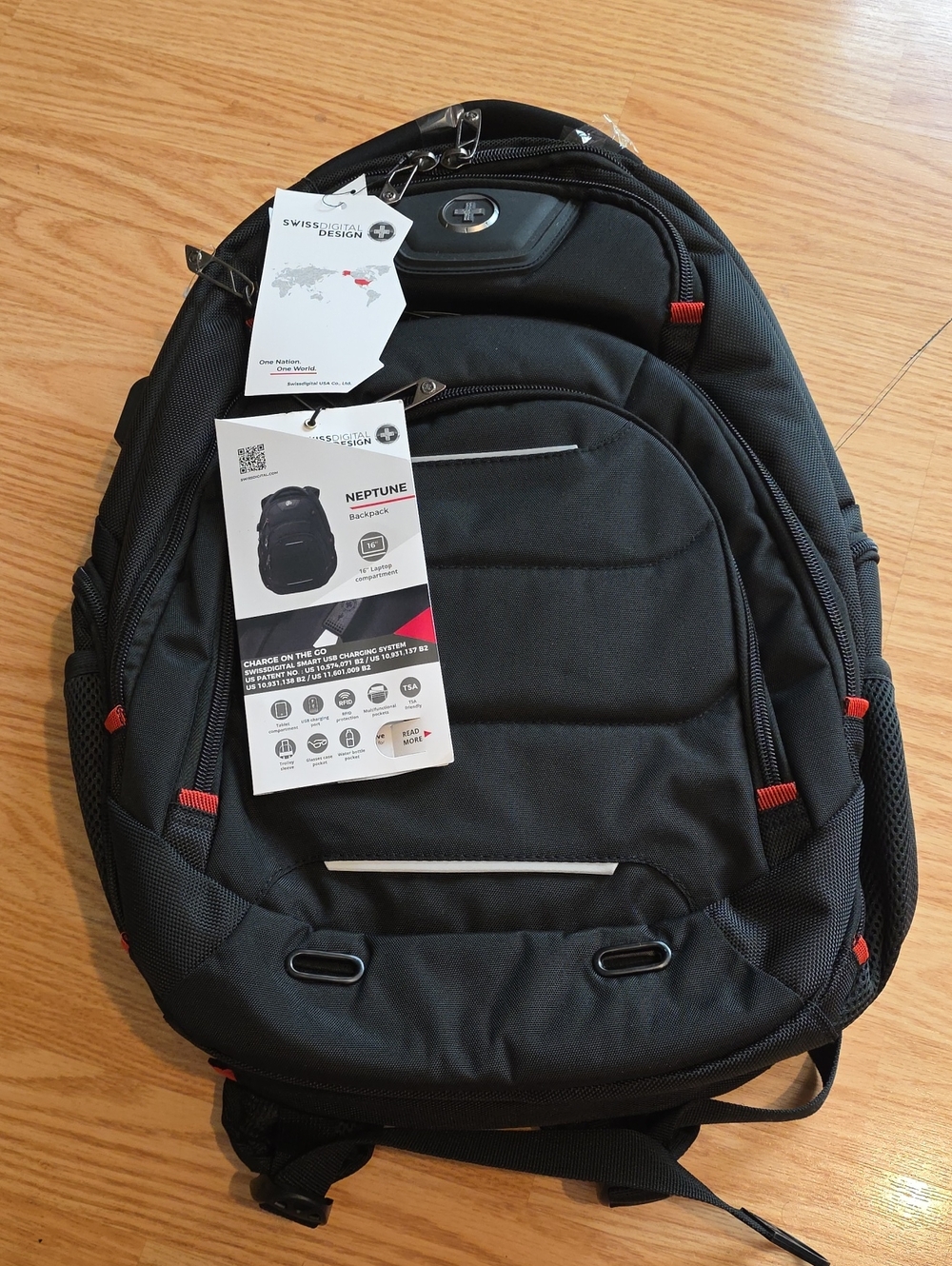Neptune Backpack with Red Accent Trim